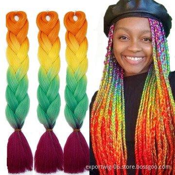 Wholesale 100g Jumbo Braiding Hair Extension 24 inch Prestretched Ombre Jumbo Hair Braid